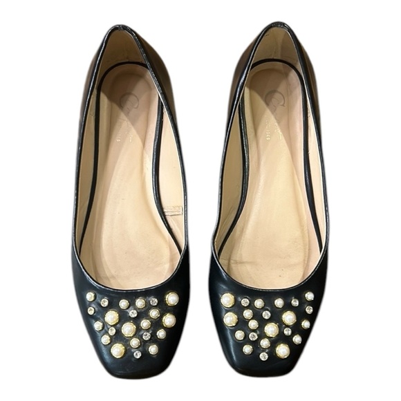 Cato Comfort 1946 Faux Leather Beaded Square Toe Ballet Flats Black Size 7 - Picture 2 of 14